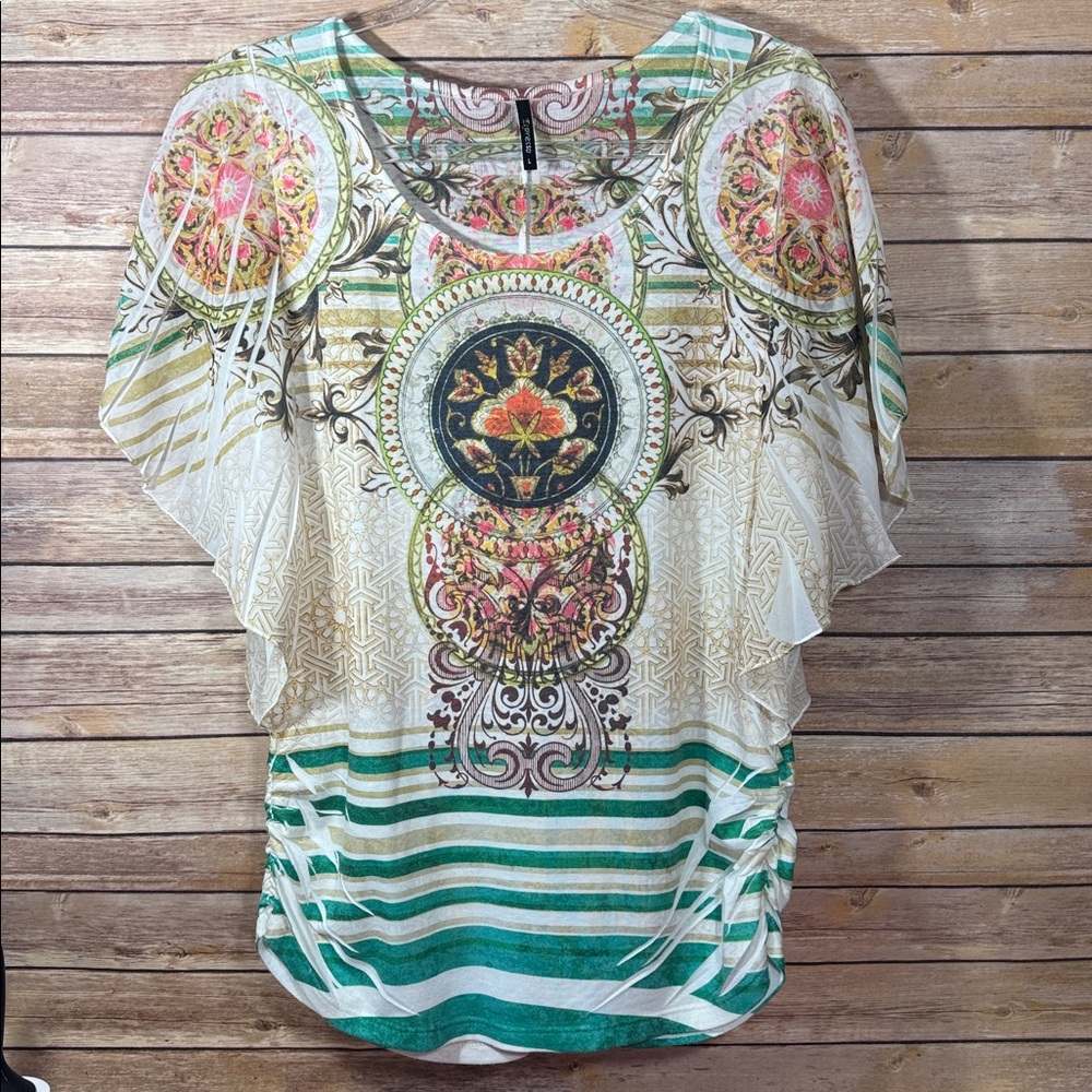 Espresso Women’s Flutter Sleeve Festival Top - Picture 4 of 6